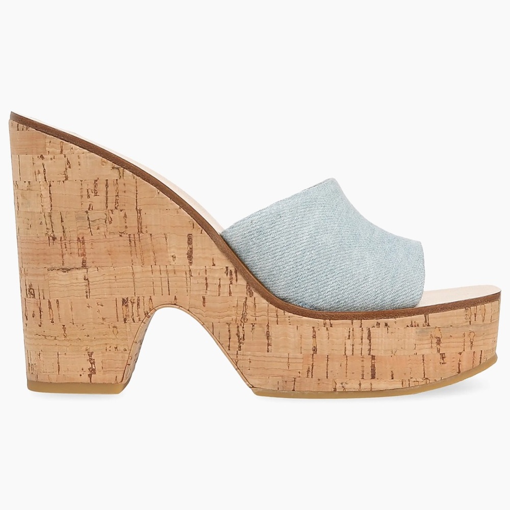BRAND NEW! Veronica Beard Blue and Tan Wedge Sandals
